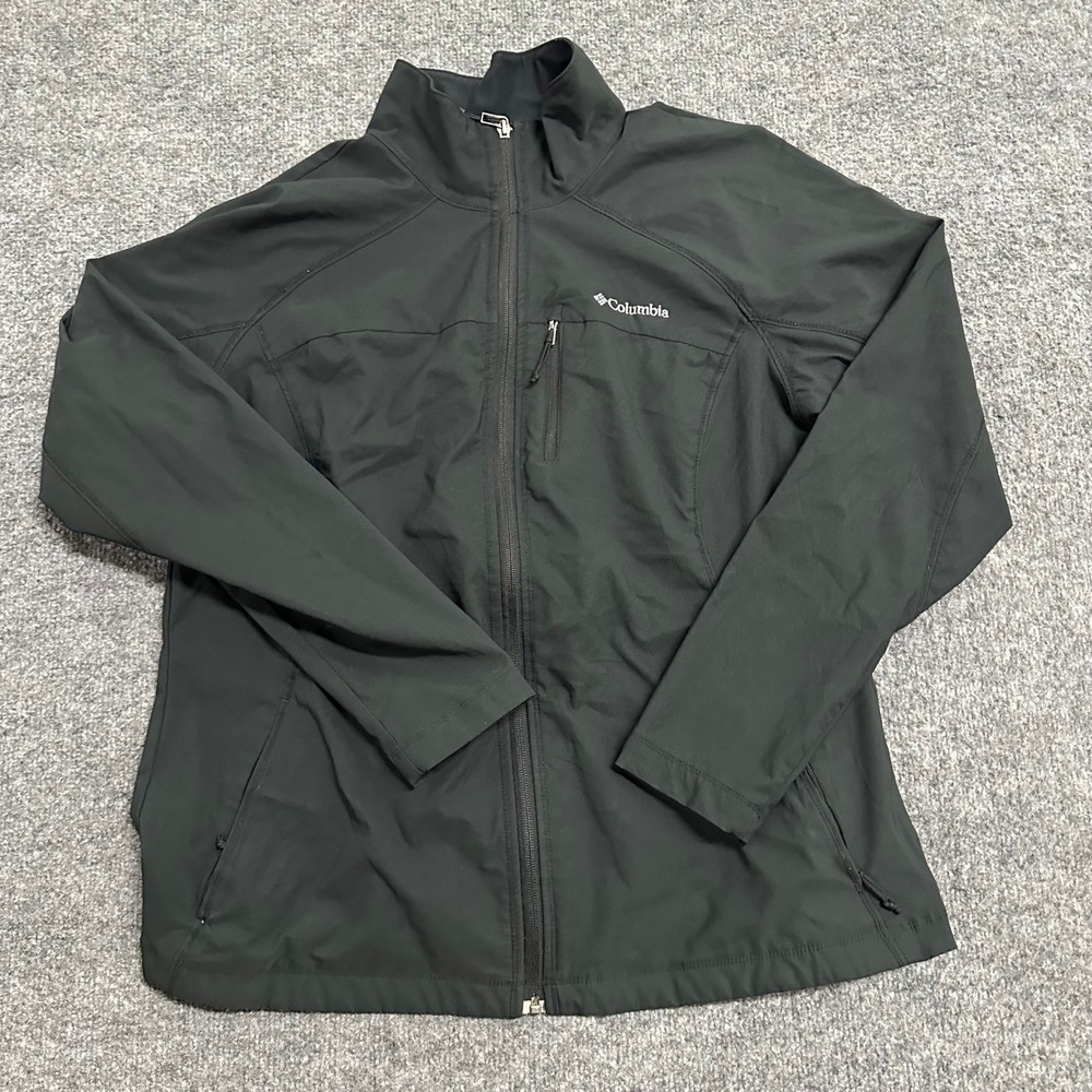 Columbia Jacket Womens Size XL Black Softshell Full Zip Outdoor Stretch Stain
